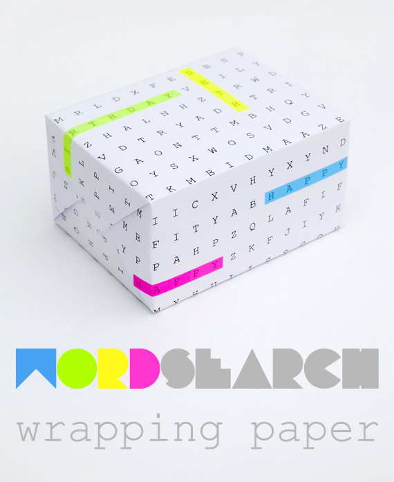 DIY word search gift wrap