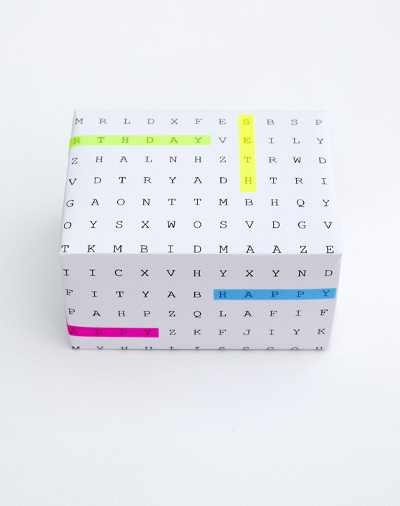 DIY word search gift wrap