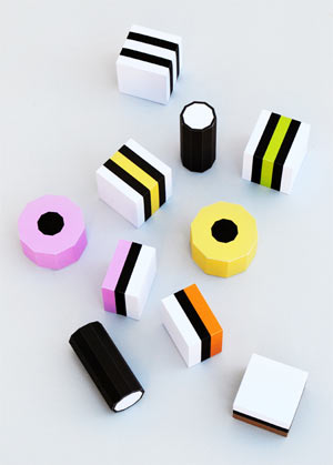 Paper liquorice allsorts