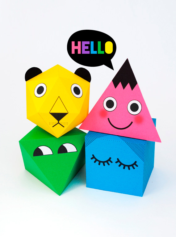 Printable polyhedra characters // minieco.co.uk