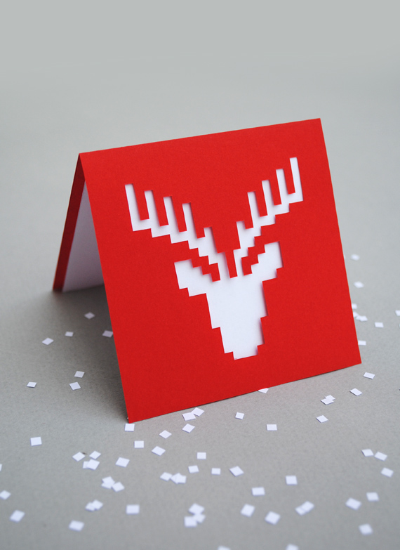 Christmas pixel papercut card