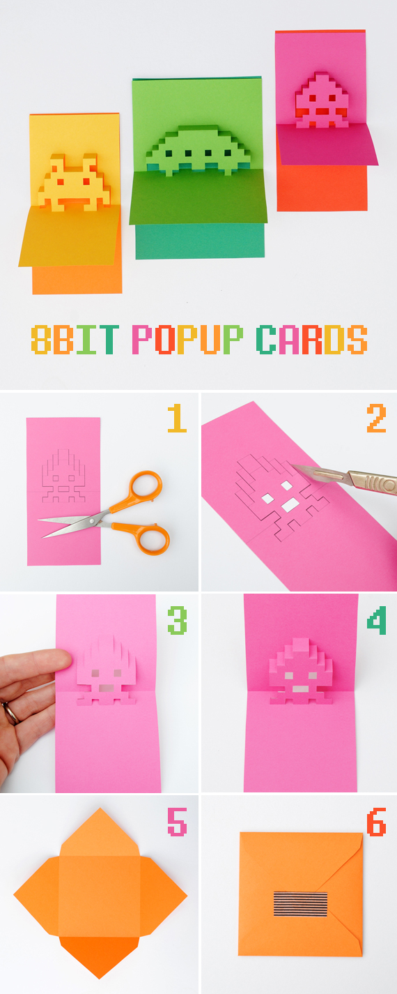 8-bit popup cards // Paperchase